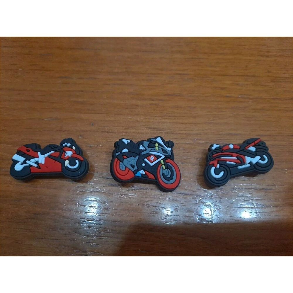 Lot Of 3 Motorcycle Crotch‎ Rocket  Themed Croc Charm Jibz Yamaha
